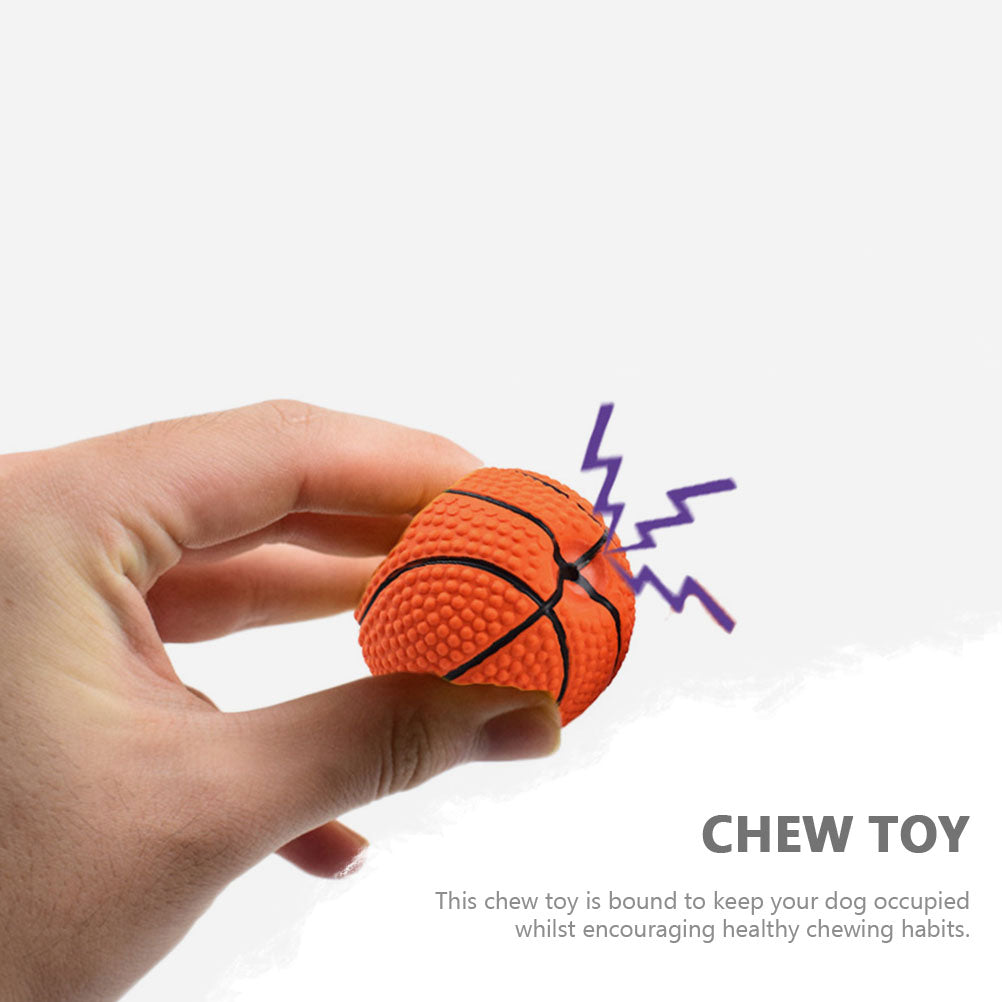 Basketball Shape Dog Chewing Toy Squeaky Dog Toy Pet Interactive Molar Toy