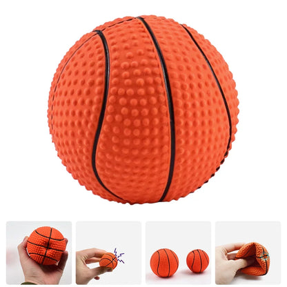 Basketball Shape Dog Chewing Toy Squeaky Dog Toy Pet Interactive Molar Toy