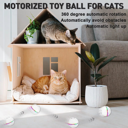 Electric Cat Ball Toys, Interactive Self Auto Rotating Intelligent Cat Ball Toys for Pet Dogs, Cats , Smart Indoor Rolling Cat Toy for Home Bedroom, White