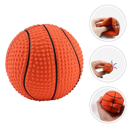 Basketball Shape Dog Chewing Toy Squeaky Dog Toy Pet Interactive Molar Toy