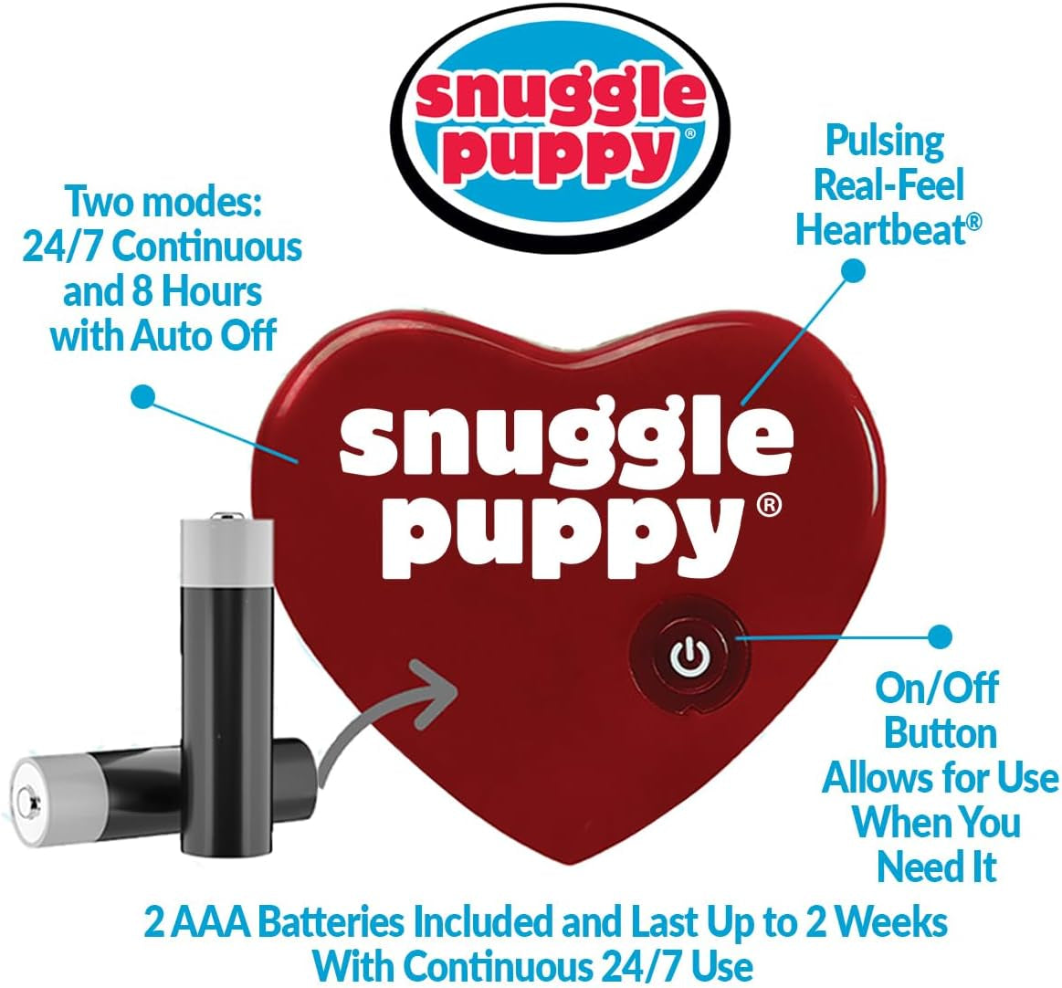 Original Snuggle Puppy Heartbeat Stuffed Toy for Dogs. Pet Anxiety Relief and Calming Aid, Comfort Toy for Behavioral Training in Biscuit