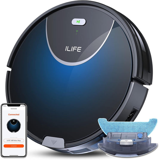 V80 Max Mopping Robot Vacuum and Mop Combo - 2000Pa Suction Wi-Fi Automatic Vacuum Cleaner Robot Works with Alexa - 750Ml Dustbin Robotic Vacuum Cleaner for Pet Hair Hardwood Floors Carpet