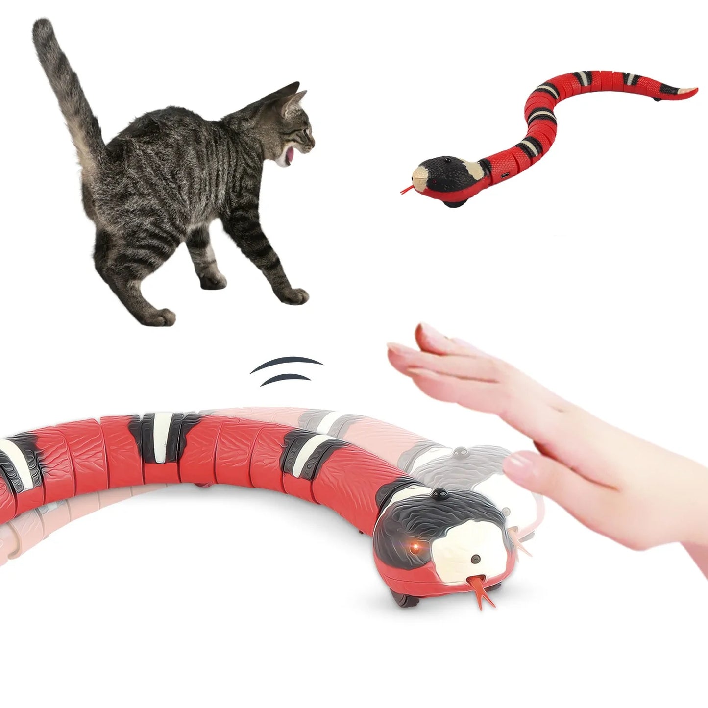 Interactive Smart Sensing Rattlesnake Cat Toy